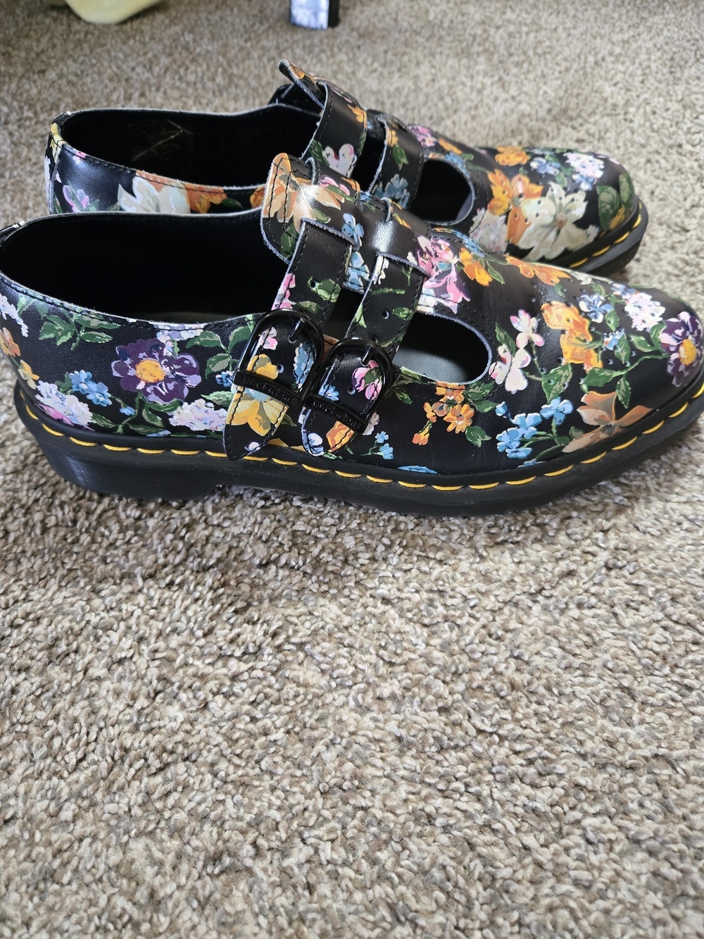 Dr. Martens Black Floral Mary Jane Loafers - Picture 3 of 6